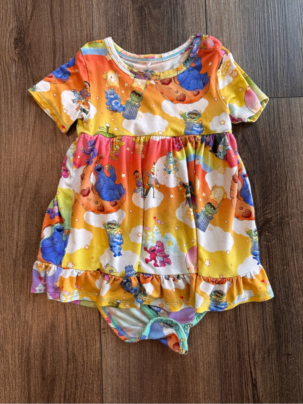 Posh Peanut x Care Bears x Sesame Street rainbow bodysuit dress 2t